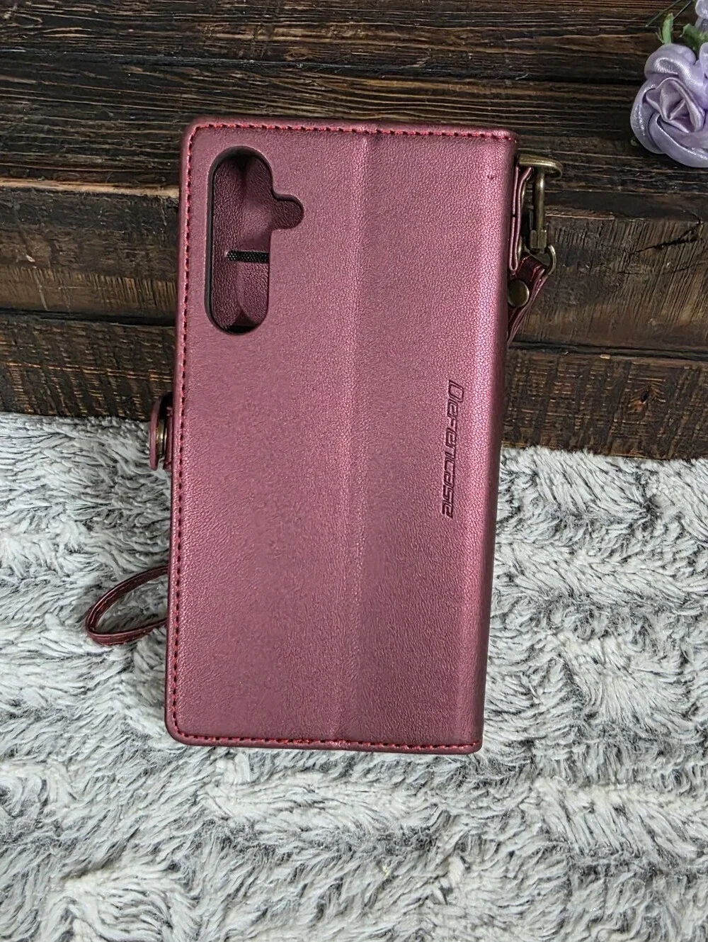 Defencase Samsung Galaxy A54 5G Wallet Phone Case Red with Strap